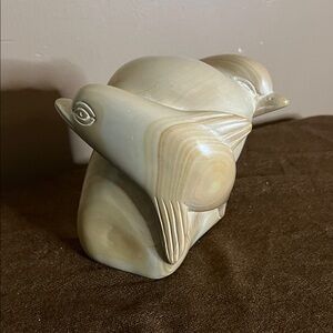 Soapstone carving twin dolphins paperweight